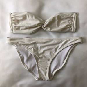 Victoria Secret White Strapless Bikini Large